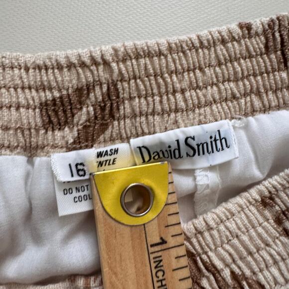 VTG David Smith Art to Wear Linen Mini Skort Elastic Waist Beige size 16 Retro - Picture 6 of 6